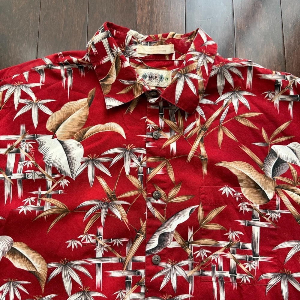 Campia Moda Men's Short Sleeve Hawaiian Shirt Cotton XL Red Tropical Floral - Picture 2 of 6